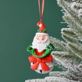 Christmas Santa Claus ornament with white metal bell and red ribbon for tree decor - Bowknot Santa Claus
