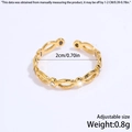 Golden stainless steel adjustable ring featuring hollow chain design and white crystals - Hollow Link Style / Gold