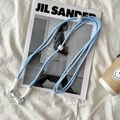 Adjustable light blue braided strap with white cord ends and silver metal hooks - Sky Blue Rope White Knot