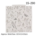White silicone Halloween mold with ghosts, bats, moon and stars, size 10.5x11x0.9cm - Style 1 Ghost Bat Mold (Grey)