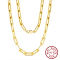 Minimalist 925 sterling silver paperclip link necklace plated in 14K gold - 4.5mm/60CM / 14K Gold