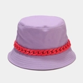 Dettaglio cappello alla pescatora lilla in cotone con catena decorativa rosa acceso - Viola chiaro / M（56-58cm）