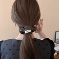Dark brown leather scrunchie for women with stylish pleats and a minimalist branded tag - Dark Coffee (19# Scrunchie-Dark-Width 9cm)