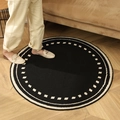 Alfombra redonda negra con patrón geométrico crema estilo nórdico para salón - Diámetro 80cm / Mellag Negro