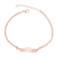 Detailed view of rose gold elephant pendants and adjustable chain of the steel bracelet - Elephant Family / Rose Gold