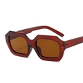 Retro rectangle sunglasses with translucent red-brown frames and brown lenses - Tea Frame Tea Lens