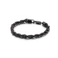Pulsera de cuerda trenzada negra de 6 mm en acero inoxidable con un cierre de mosquetón - Hebilla Rectangular 6mm (KB129862-Z) / 20cm / Negro