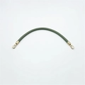 Detailed view of flexible green PU leather bag strap with gold metal lobster clasps - 30cm / Light Green