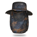 Outdoor Camouflage Sonnenhut mit Nackenschutz und Gesichtsmaske zum Angeln - Camo Orange