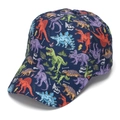 Casquette de baseball enfant avec motifs de dinosaures colorés sur toile de coton bleu marine - 52-54cm / Bleu Foncé Dinosaure Imprimé Complet (#22)