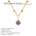 14K vergulde roestvrijstalen ketting met paarse geboortesteen hanger voor dames sieraden - Februari Violet (Paarse Strass) / Goud