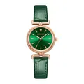 Elegant retro women's watch featuring a green leather strap and gold-tone quartz dial - Rose Gold Green (Leather Strap)