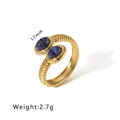 Retro 18k gold plated stainless steel ring with spiral band and oval blue lapis stones - Double-headed Blue Stone Spiral Pattern Style (HF-J1485)
