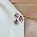 Deep champagne square crystal nail gems with silver base and small diamond accents - Dried Rose