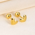 Elegant gold S925 silver heart stud earrings with secure screw-back closures for women - Heart Screw Studs / Gold