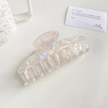 Pinza para el pelo irisada en blanco lechoso translúcido para cabello grueso - 9.5CM / Blanco