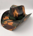Chapeau de cowboy occidental classique avec motif camouflage jungle et texture tissée - M (56-58cm) / Vert Armée Camo