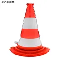 Traffic cone shaped foil balloon in red and white stripes for party decoration 65x88cm - Red Traffic Cone