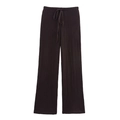 French style dark coffee wide-leg trousers with drawstring waist and pleated texture - XS / Coffee Pants
