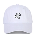 White Ghost embroidered cotton baseball cap with curved brim for casual outdoor style - Adjustable / White
