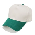 Detail of two-tone 5-panel baseball cap with off-white crown and green visor stitching - M (56-58cm) / Green