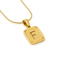 Gold square pendant necklace with textured sand finish and hollow letter F detail - Letter F