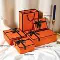Orange gift box set with black ribbon in four sizes for luxury present packaging - Hermes Orange Box-15*15*7cm