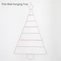 Pink metal Christmas tree wall hanging decor frame with star top, 81x48cm size - Pink Iron Art Wall-hanging Christmas Tree Frame 80cm