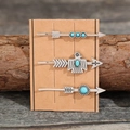 Set of 3 vintage silver arrow hair clips with turquoise beads on wood background - SX161-Arrow Gemstone Style