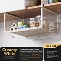 Expandable cream-white carbon steel under-cabinet storage basket for kitchen organization - Expandable Style 36-60cm Adjustable / Cream