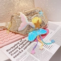 Sparkling gold sequin fanny pack for girls with mermaid tail and starfish fringe charms - Yellow