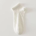 Socquettes blanches en coton style ballerine avec motifs nœuds et bord côtelé - Bord Roulé Nœud