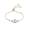 Ethnic gold adjustable bracelet with Hand of Fatima pendant and colorful zircons - Box Chain