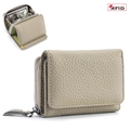 Portafoglio beige in pelle da donna con protezione RFID e scomparti multipli per carte e monete - Grigio elefante