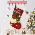 Large festive Christmas stocking featuring 3D Santa Claus and Merry Christmas embroidery - Classic Large Stocking - Santa
