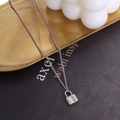 Minimalist silver padlock pendant necklace in polished finish for a sleek aesthetic - Style C - Concave Lock / Steel