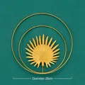 Luxury gold metal palm leaf wall decor with double rings, 28cm diameter for living room - Gold - Palm Leaf Double Circle