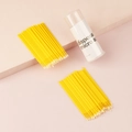 Micro-applicators met gele handvatten voor wimperverlengingen in een transparante koker - 100 Stuks/Fles / Geel Met Fles