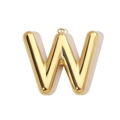 Détail d'un pendentif lettre W dorée en 3D avec une finition polie effet miroir brillant - Lettre W / Or