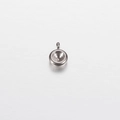 Close-up of polished silver stainless steel round pendant tray with top bail attachment - MP494 Steel Color Style (6.5mm)