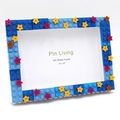 Cornice fai-da-te in mattoncini blu con stelle decorative per foto da 4x6 pollici - Blu/6 pollici