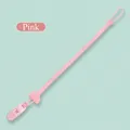 Baby silicone pacifier clip in soft pink color with round beads and plastic safety clasp - Pink Chain with Clip / Pink
