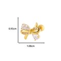 Golden bow stud earring with pear-shaped cubic zirconia and size 0.93cm x 1.08cm - Bowknot Style (2# Gold)