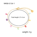 Elegante pulsera de acero de titanio dorado con gemas de colores y diseño minimalista - Piedras Arcoíris / Dorado/Multicolor