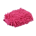 Thick rose red chenille microfiber car wash glove with elastic wrist cuff for cleaning - 100 g / Double Sided Chenille Rose Red
