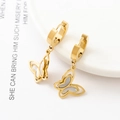 Macro shot of 18K gold butterfly hoop earrings with white shell inlay and sparkling stones - White Shell Hollow Butterfly Style