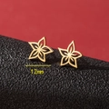 Pendientes de estrella dorados de 12mm con calado floral sobre fondo rojo y negro - Dorado