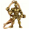 Porte-clés culturiste en laiton avec haltère sur fond blanc pour les amateurs de fitness - Culturiste Entraînement-Bronze Antique (KC032g)