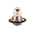 Cute astronaut enamel pin sitting on Saturn planet with a coffee cup for clothing - Astronaut Sitting on Planet with Cup (C2426-2)