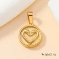 Golden heart swan pendant in circular stainless steel charm design with weight 2.4g - 106-Gold Swan Heart Round Disc Pendant